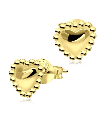 Gold Plated Heart Silver Studs Earring STS-752-GP